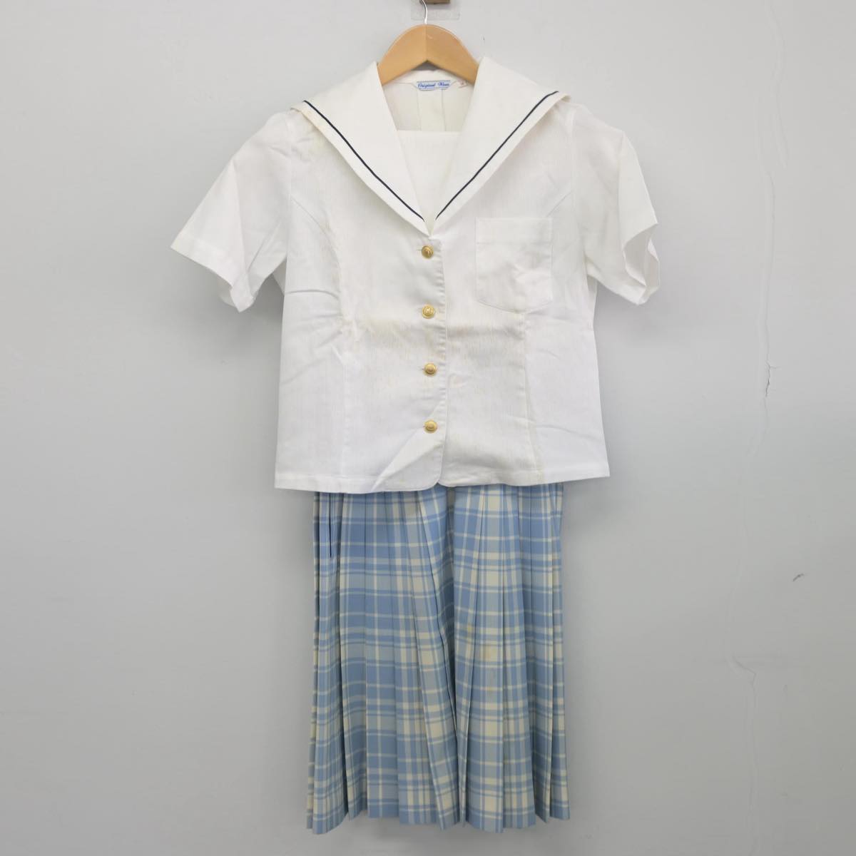 【中古】静岡県 静岡サレジオ高等学校 女子制服 2点（セーラー服・スカート）sf027518