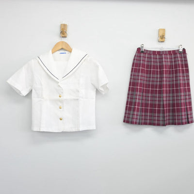 【中古】静岡県 静岡サレジオ高等学校 女子制服 2点（セーラー服・スカート）sf027519