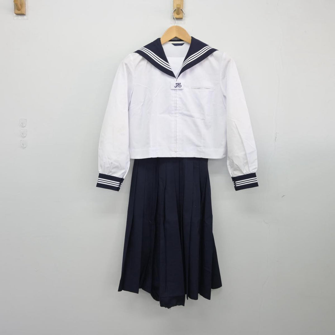 ③ 新品　制服　スカート　比翼　刺繍 中古】大阪府 三国中学校 女子制服 5点 (セーラー服・スカート