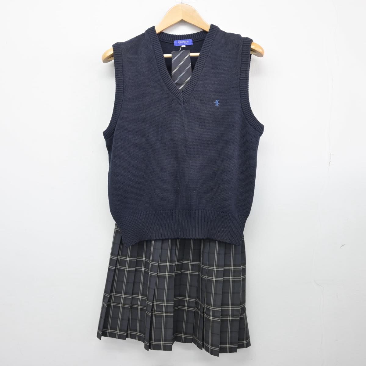 【中古】東京都 美原高等学校 女子制服 4点（ブレザー・ニットベスト・スカート）sf027593