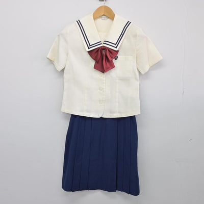 【中古】神奈川県 カリタス女子中学高等学校 女子制服 4点（ニットベスト・セーラー服・スカート）sf027597