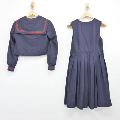 【中古】宮崎県 岡富中学校 女子制服 2点（セーラー服・ジャンパースカート）sf027605