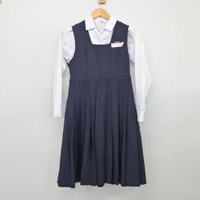 【中古】宮崎県 岡富中学校 女子制服 2点（シャツ・ジャンパースカート）sf027607