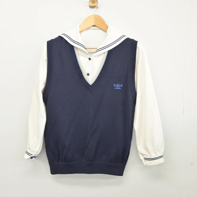 【中古】愛媛県 聖カタリナ女子高等学校 女子制服 3点（ニットベスト・セーラー服）sf027652