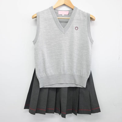 【中古】東京都 桜美林中学校・高等学校 女子制服 2点（ニットベスト・スカート）sf027726