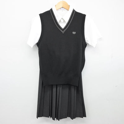 【中古】埼玉県 越初雁高等学校 女子制服 3点（ニットベスト・シャツ・スカート）sf027728