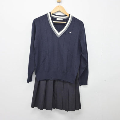 【中古】広島県 広島市商業高等学校 女子制服 3点（ブレザー・ニット・スカート）sf027752