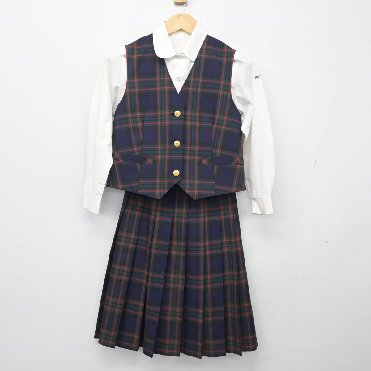 【中古】千葉県 東邦大学付属東邦中学校 女子制服 3点（シャツ・ベスト・スカート）sf027781