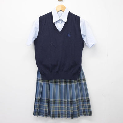 【中古】東京都 駒沢学園女子高等学校 女子制服 4点（シャツ・ニットベスト・スカート）sf027787