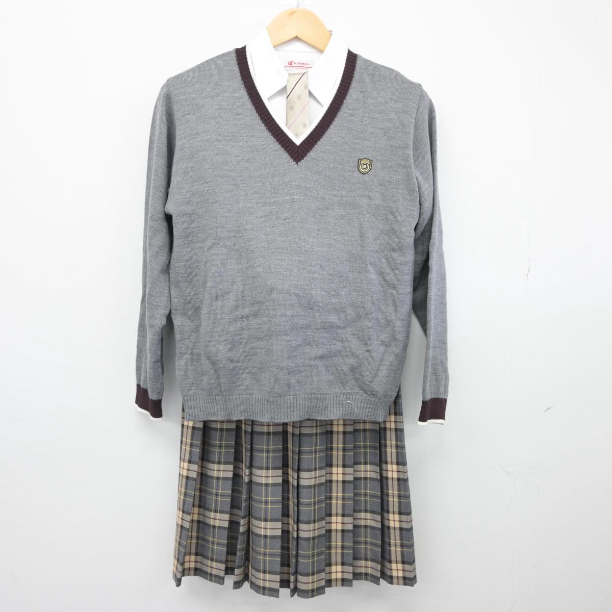 【中古】大阪府 大商学園高等学校 女子制服 5点（ニット・シャツ・スカート）sf027817