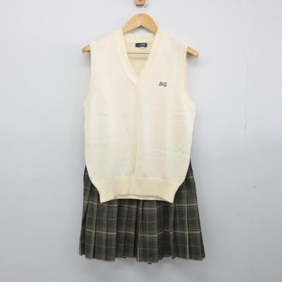 【中古】千葉県 沼南高柳高等学校 女子制服 2点（ニットベスト・スカート）sf027909