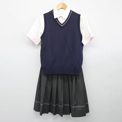 【中古】大阪府 相愛中学校 女子制服 3点（シャツ・ニットベスト・スカート）sf028031