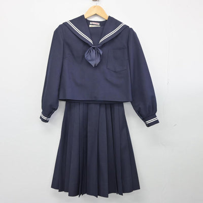 【中古】静岡県 清水庵原中学校 女子制服 3点（セーラー服・スカート）sf028036