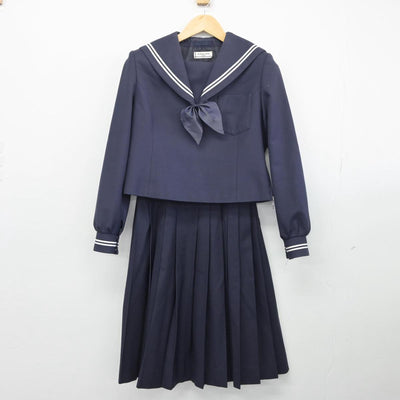 【中古】静岡県 清水庵原中学校 女子制服 3点（セーラー服・スカート）sf028037