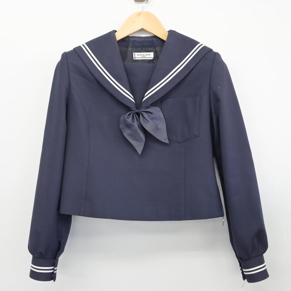 【中古】静岡県 清水庵原中学校 女子制服 3点（セーラー服・スカート）sf028037