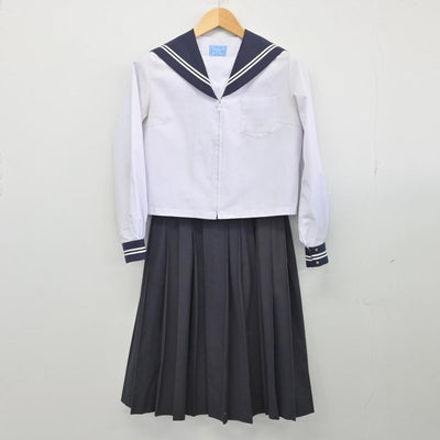 【中古】静岡県 清水庵原中学校 女子制服 3点（セーラー服・セーラー服・スカート）sf028045