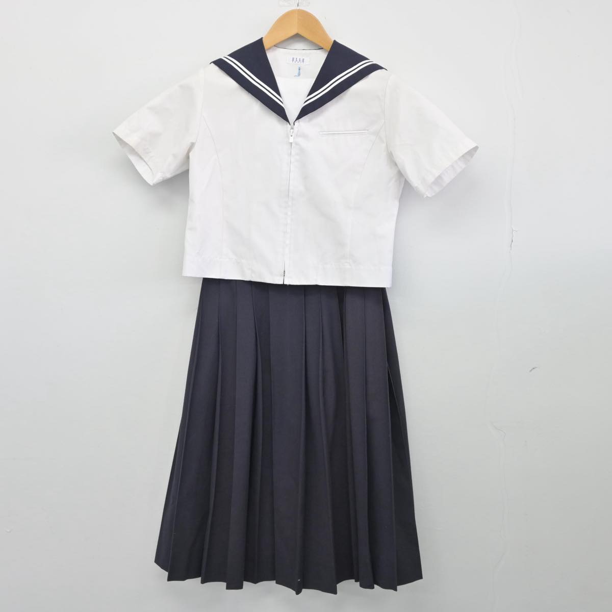 【中古】静岡県 清水庵原中学校 女子制服 3点（セーラー服・セーラー服・スカート）sf028045