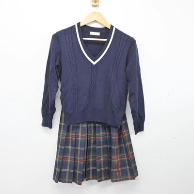 【中古】群馬県 前橋育英高等学校 女子制服 2点（ニット・スカート）sf028058