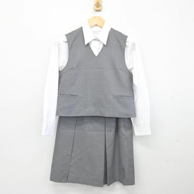 【中古】北海道 元町中学校 女子制服 3点（ベスト・シャツ・スカート）sf028063