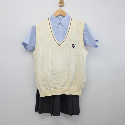 【中古】岡山県 西大寺高等学校 女子制服 3点（ニットベスト・シャツ・スカート）sf028071