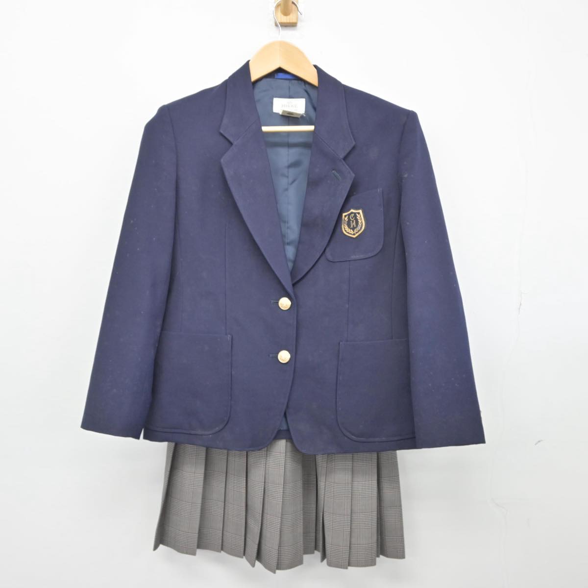 【中古】茨城県 日立商業高校 女子制服 3点（カバン・ベスト・スカート）sf028074