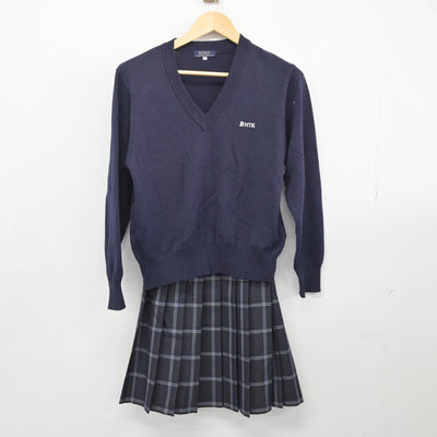 【中古】熊本県 文徳高校 女子制服 4点（ニット・シャツ・スカート）sf028103