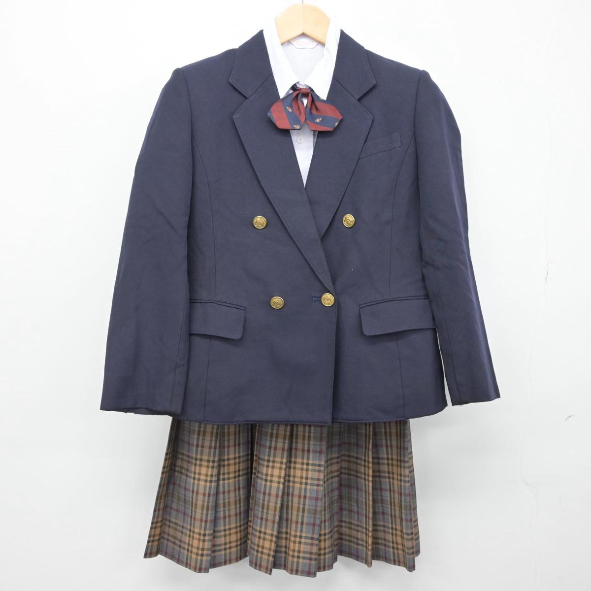 【中古】広島県 広島県立福山市立東朋中学校 女子制服 4点（ブレザー・シャツ・スカート）sf028129