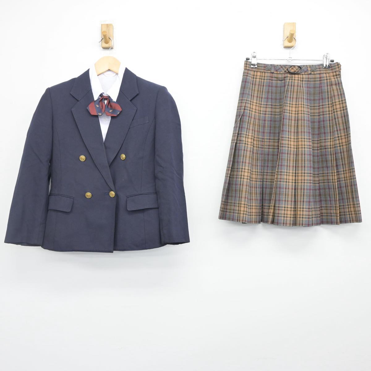 【中古】広島県 広島県立福山市立東朋中学校 女子制服 4点（ブレザー・シャツ・スカート）sf028129