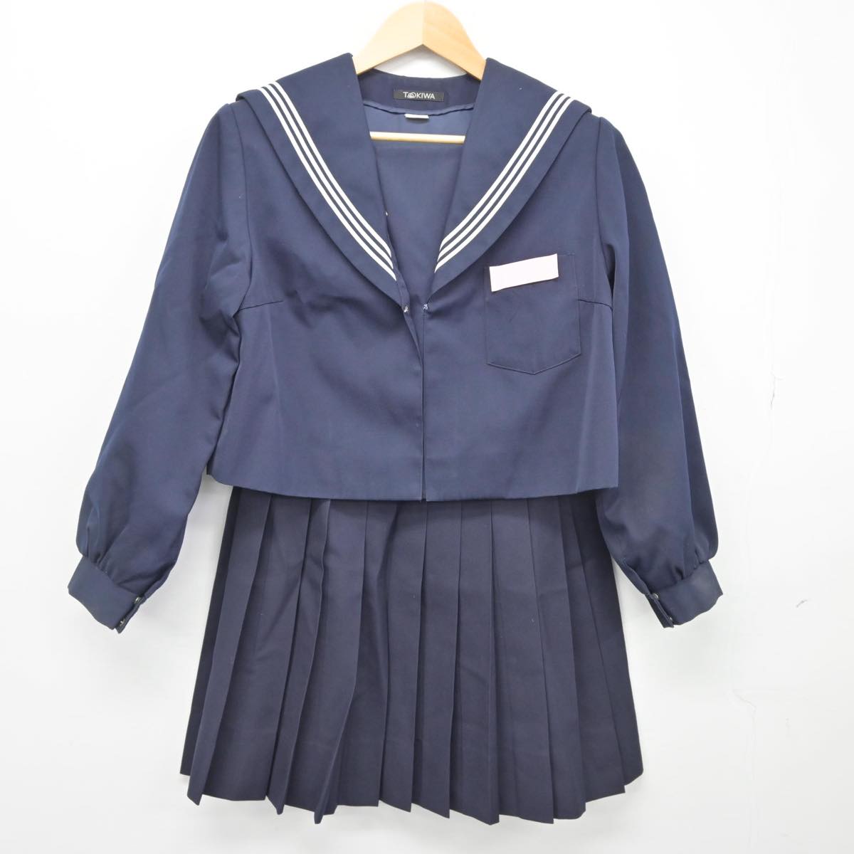 【中古】大分県 城崎中学校 女子制服 2点（セーラー服・スカート）sf028134