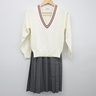 【中古】静岡県 立川根高等学校 女子制服 3点（ニット・シャツ・スカート）sf028136