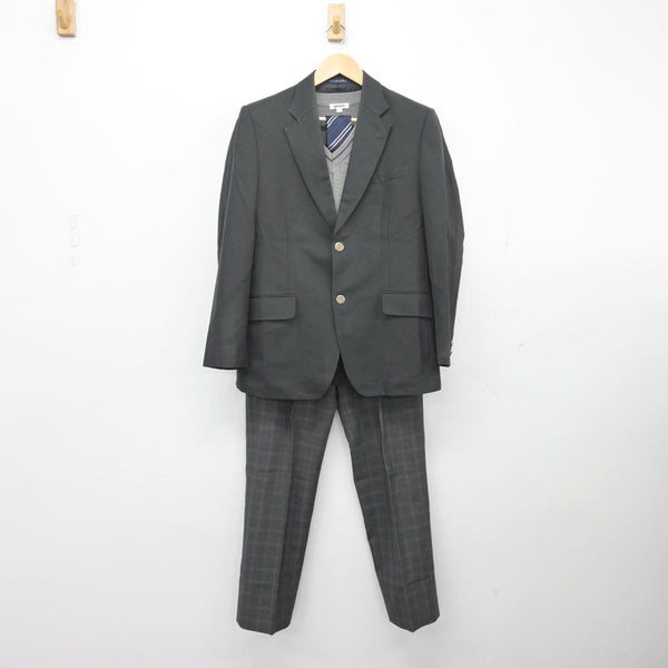 【中古】千葉県 四街道高校 男子制服 4点（ブレザー・ニット・ズボン）sf028164