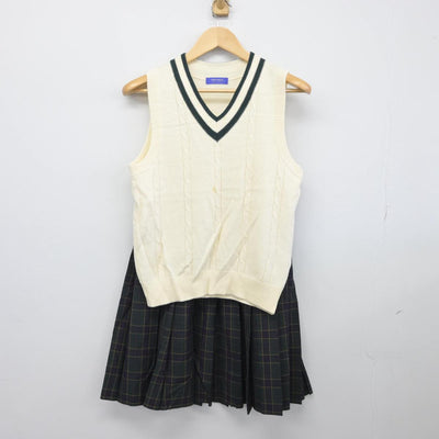 【中古】福岡県 糸島二丈中学校 女子制服 2点（ニットベスト・スカート）sf028244