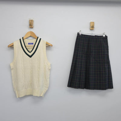 【中古】福岡県 糸島二丈中学校 女子制服 2点（ニットベスト・スカート）sf028247