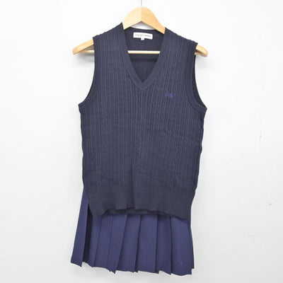 【中古】愛知県 安城学園高等学校 女子制服 2点（ニットベスト・スカート）sf028261