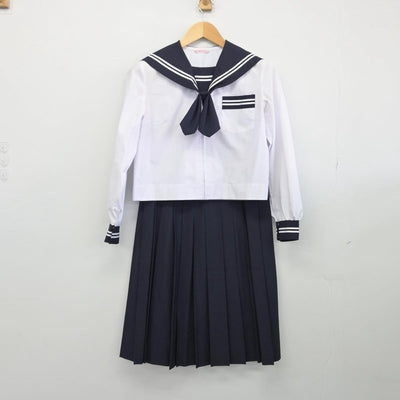 【中古】静岡県 鷹岡中学校 女子制服 3点（セーラー服・スカート）sf028271