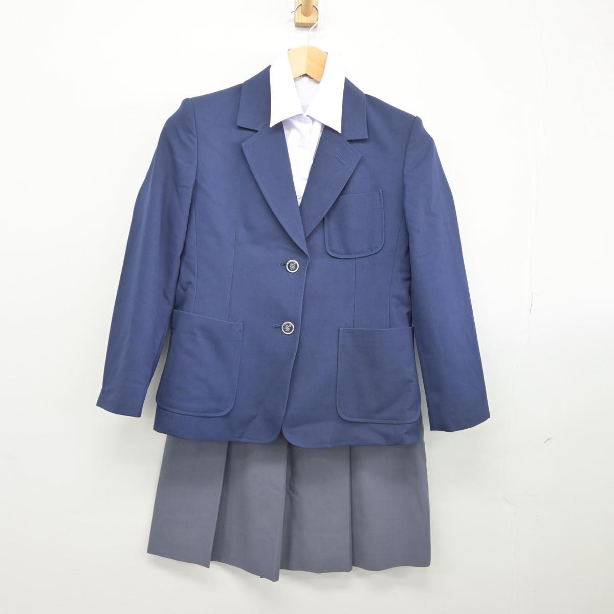 【中古】京都府 西院中学校 女子制服 5点（ブレザー・ニット・シャツ・スカート）sf028335