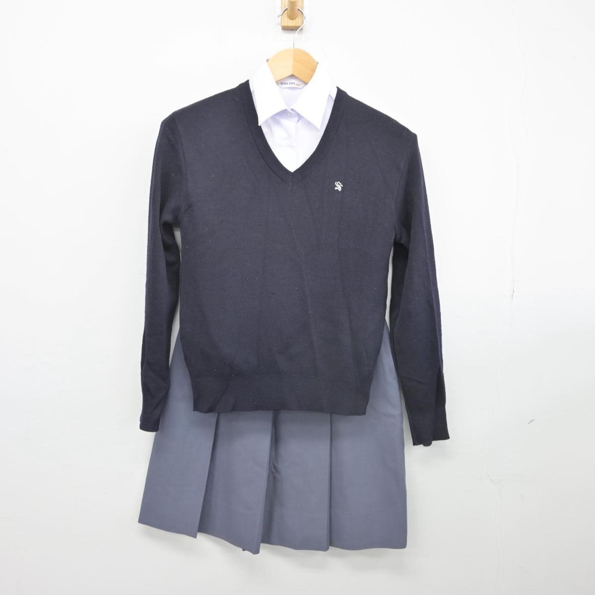 【中古】京都府 西院中学校 女子制服 5点（ブレザー・ニット・シャツ・スカート）sf028335