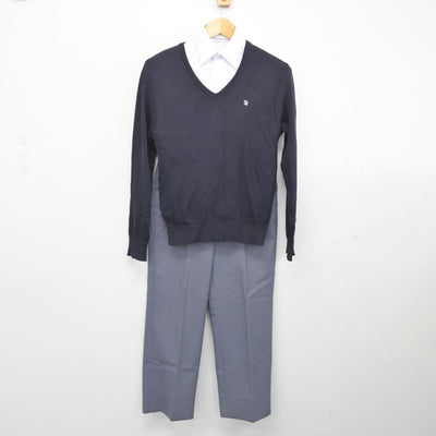 【中古】京都府 西院中学校 男子制服 5点（ブレザー・ニット・シャツ・ズボン）sf028339