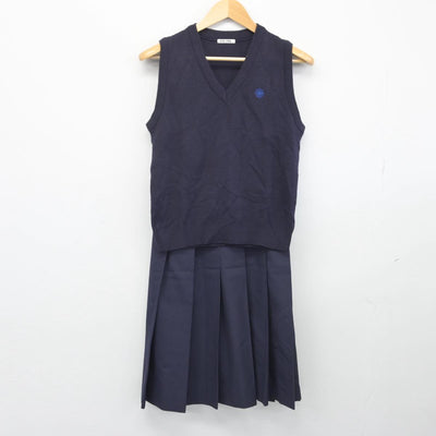 【中古】岩手県 花北青雲高等学校 女子制服 3点（ニットベスト・スカート）sf028362