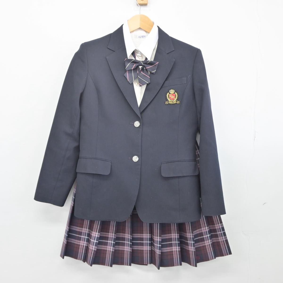 【中古】栃木県 小山南高等学校 女子制服 5点（ブレザー・ニット・シャツ・スカート）sf028392