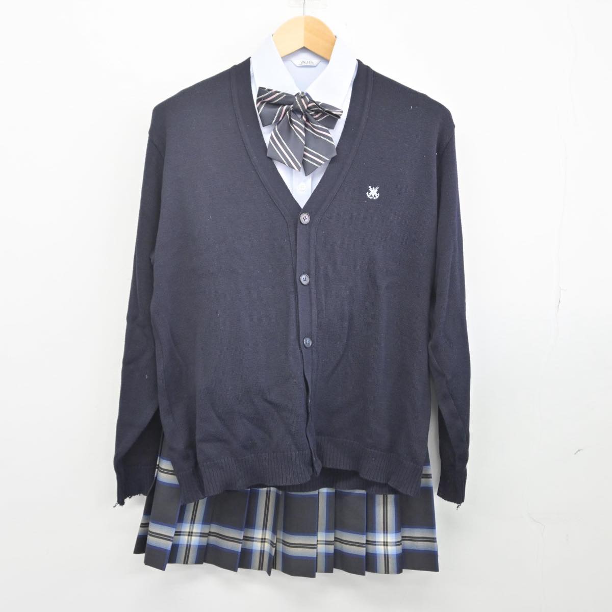 【中古】新潟県 海洋高等学校 女子制服 5点（ブレザー・ニット・シャツ・スカート）sf028398