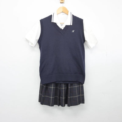 【中古】東京都 駒澤大学高等学校 女子制服 4点（シャツ・ニットベスト・スカート）sf028442