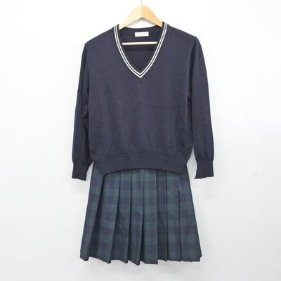 【中古】福岡県 西日本短期大学附属高等学校 女子制服 3点（ブレザー・ニット・スカート）sf028447