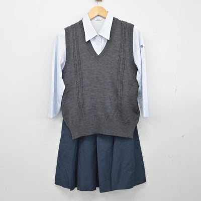 【中古】東京都 東京純心女子中学校 女子制服 3点（ニットベスト・シャツ・スカート）sf028459