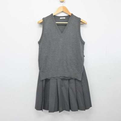 【中古】東京都 忍岡高等学校 女子制服 2点（ニットベスト・スカート）sf028498