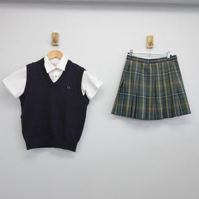 【中古】大阪府 緑涼高等学校 女子制服 3点（ニットベスト・シャツ・スカート）sf028504