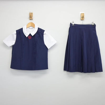 【中古】奈良県 育英西中学校 女子制服 4点（シャツ・ベスト・スカート）sf028553