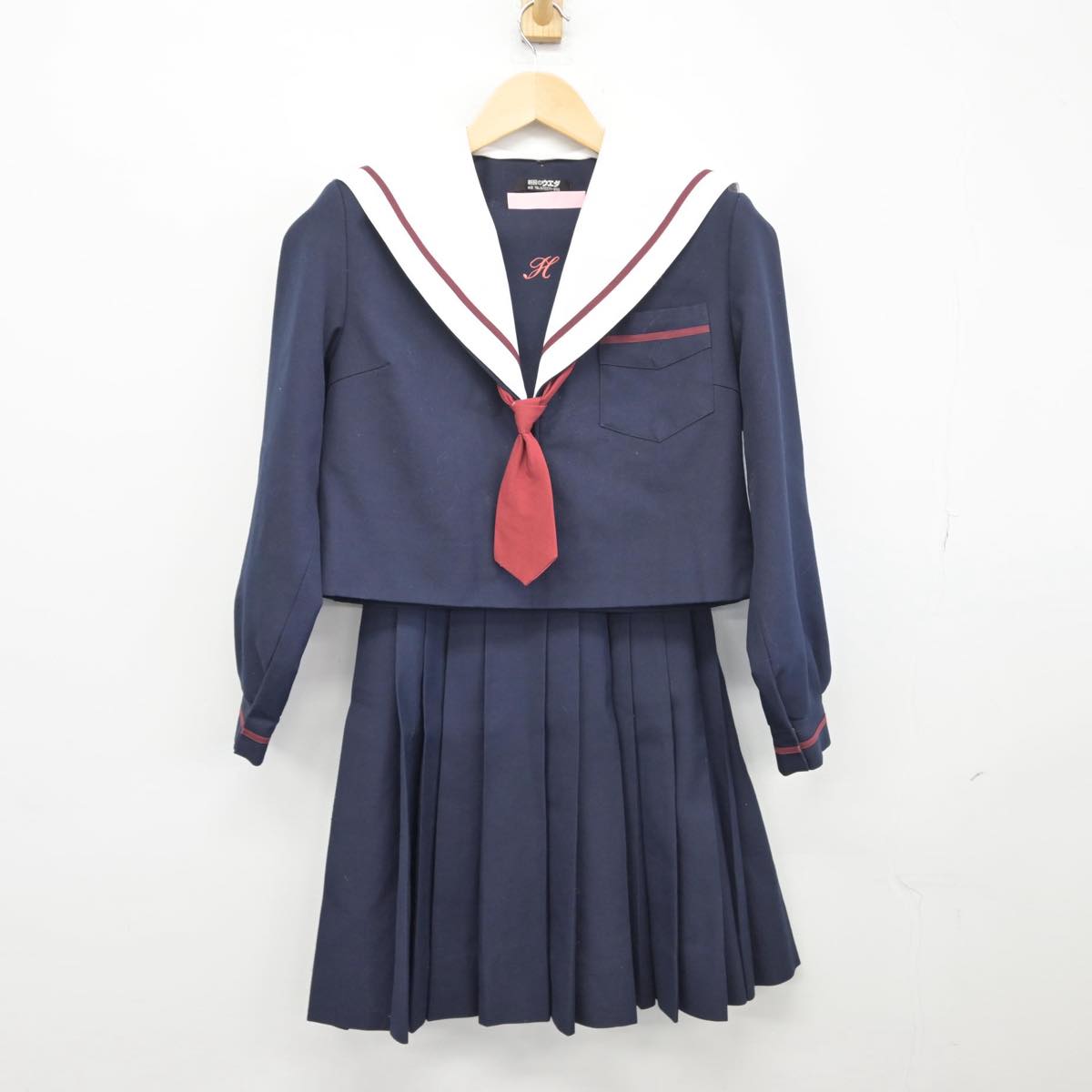 【中古】大阪府 平井中学校 女子制服 3点（セーラー服・スカート）sf028610