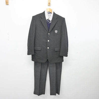 【中古】大阪府 貝塚高等学校 男子制服 5点（ブレザー・ニット・シャツ・ズボン）sf028613