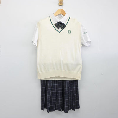 【中古】東京都 上野学園高等学校 女子制服 4点（ニットベスト・シャツ・スカート）sf028635